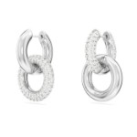 Swarovski øredobber Dextera Asymmetrical design, Interlocking loop, White, Rhodium plated - 5671807