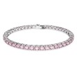 Swarovski armbånd Matrix Tennis bracelet Round cut, Pink, Rhodium plated - 5648931