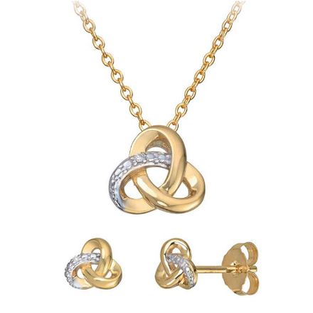 Smykkesett i gult gull 14 kt med diamanter - 27487/47632 Smykkesett i gult gull 14 kt med diamanter - 27487/47632