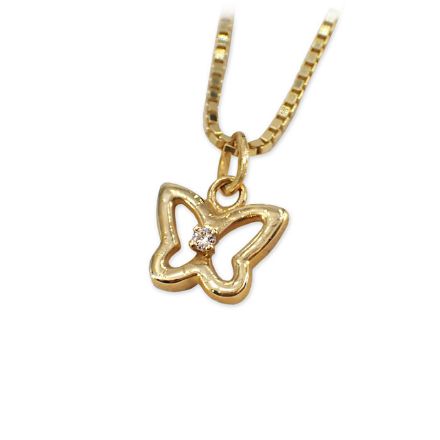 Gullsmykke Sommerfugl i 14 kt gull med zirkonia - 260125 Gullsmykke Sommerfugl i 14 kt gull med zirkonia - 260125