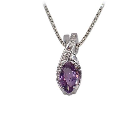 Diamantsmykke i gull med 0,01 ct W-Pi & ametyst - bur2880ametyst Diamantsmykke i gull med 0,01 ct W-Pi & ametyst - bur2880ametyst