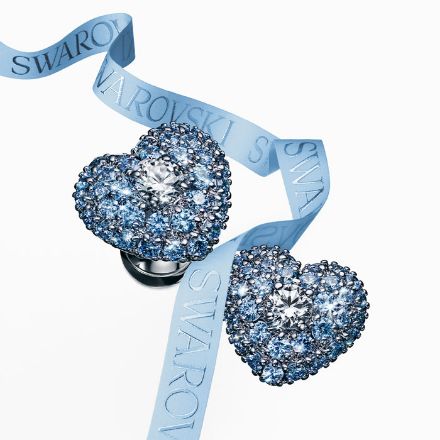 Swarovski øredobber Hyperbola stud Heart, Blue, Rhodium plated - 5683576 Swarovski øredobber Hyperbola stud Heart, Blue, Rhodium plated - 5683576