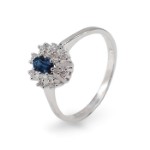 Diamantring i hvitt gull med 0,12 ct TW-Si og safir - BUR577251safir