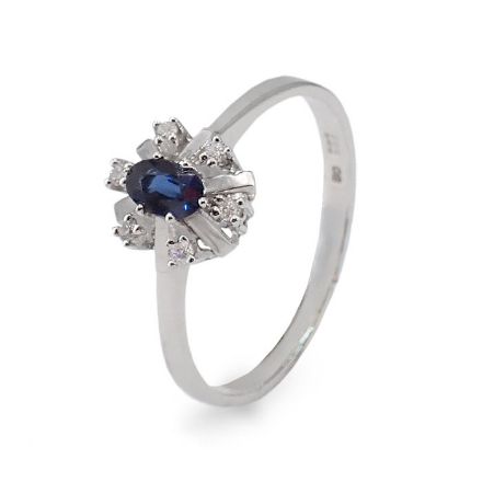 Diamantring med 0,06ct W-Si i hvitt gull med safir-BUR5702860 Diamantring med 0,06ct W-Si i hvitt gull med safir-BUR5702860