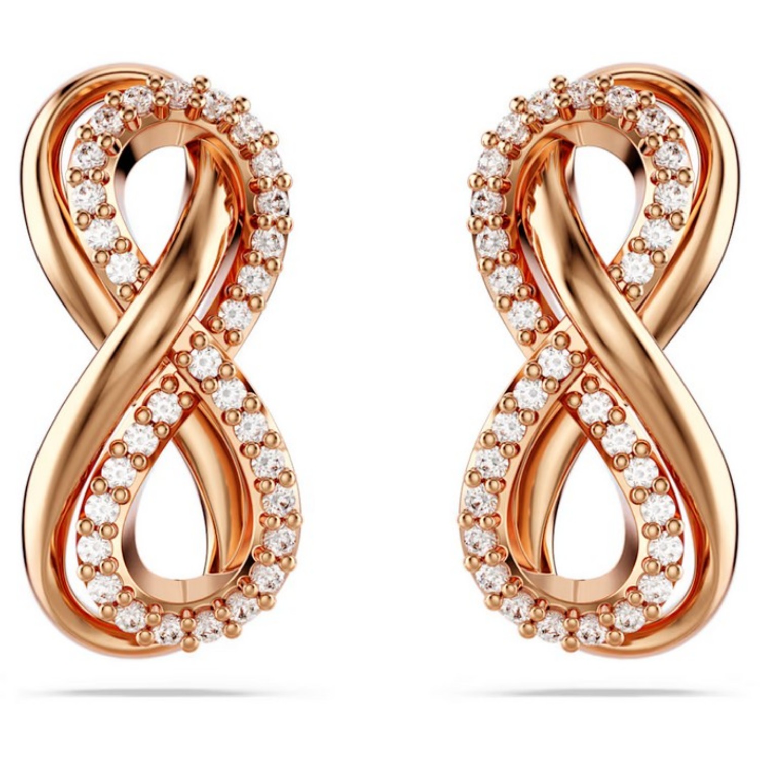 Swarovski øredobber Hyperbola stud Infinity, White, Rose gold-tone plated - 5684085