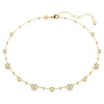 Swarovski collier Imber Round cut, Scattered design, White, Gold-tone plated - 5680090