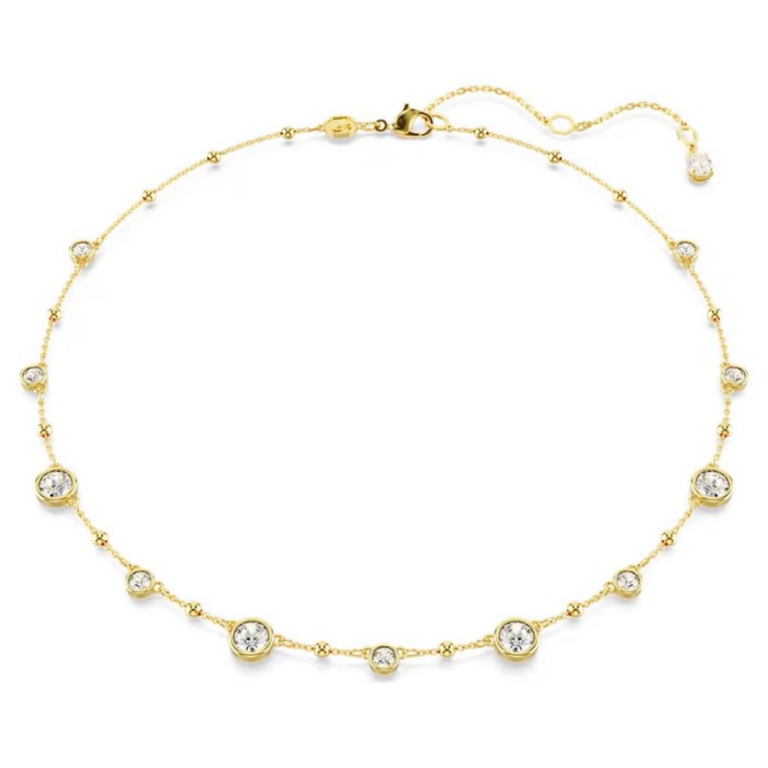 Swarovski collier Imber Round cut, Scattered design, White, Gold-tone plated - 5680090