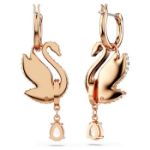 Swarovski øredobber Swan drop, Black, Rose gold-tone plated - 5678047