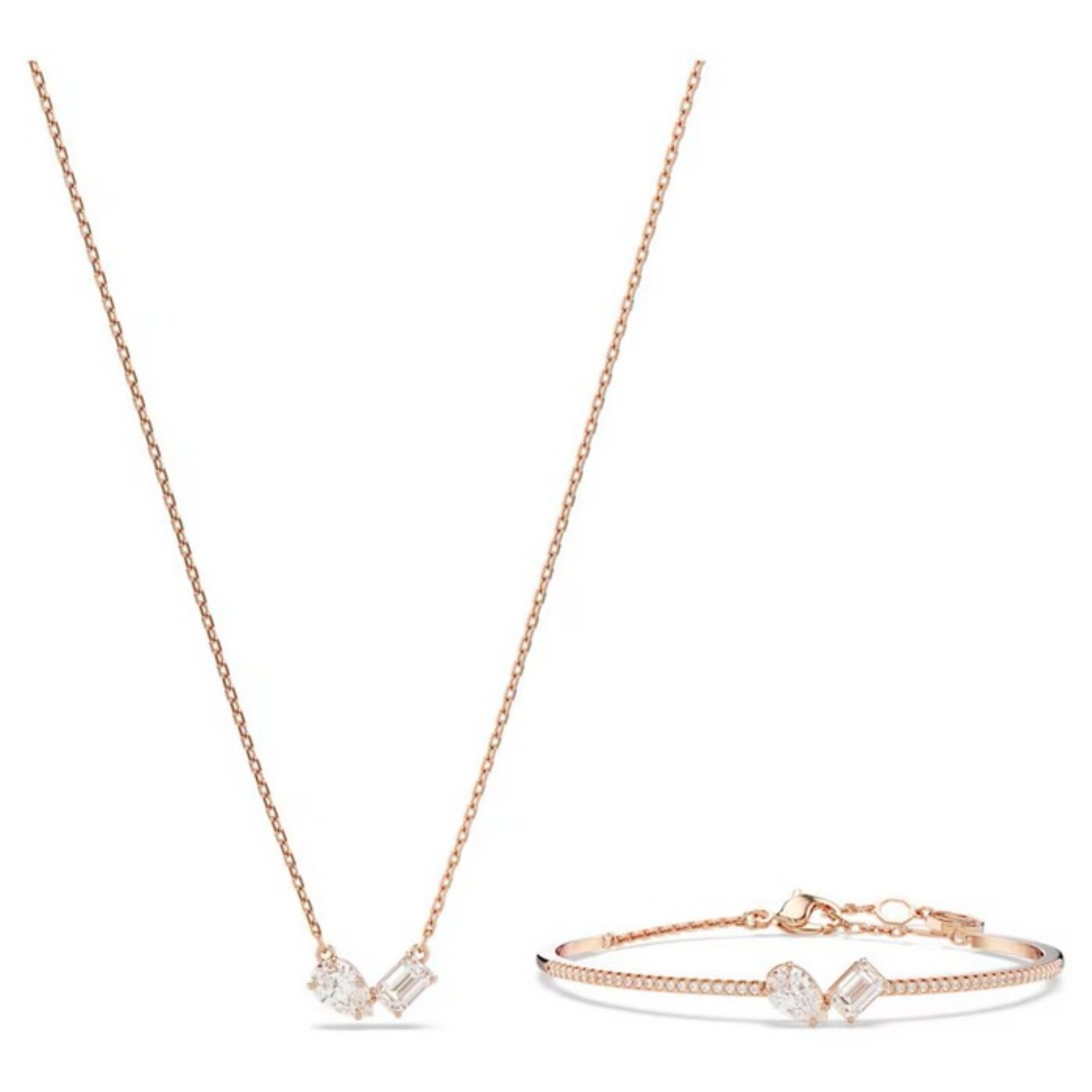 Swarovski smykkesett Mesmera Mixed cuts, White, Rose gold-tone plated - 5684779