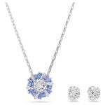 Swarovski smykkesett Idyllia Mixed cuts, Flower, Blue, Rhodium plated - 5685437