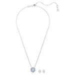 Swarovski smykkesett Idyllia Mixed cuts, Flower, Blue, Rhodium plated - 5685437