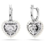 Swarovski øredobber Hyperbola drop Heart, White, Rhodium plated - 5684384