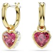 Swarovski øredobber Chroma drop Heart, Red, Gold-tone plated - 5684760