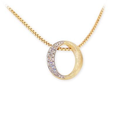 Gullsmykke i 14 kt gull med diamanter 0,08 ct W-SI - bur233959 Gullsmykke i 14 kt gull med diamanter 0,08 ct W-SI - bur233959