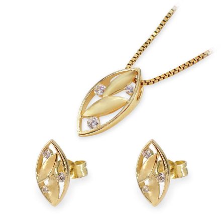 Smykkesett i gult gull 14 kt med zirkonia - bur31500 Smykkesett i gult gull 14 kt med zirkonia - bur31500