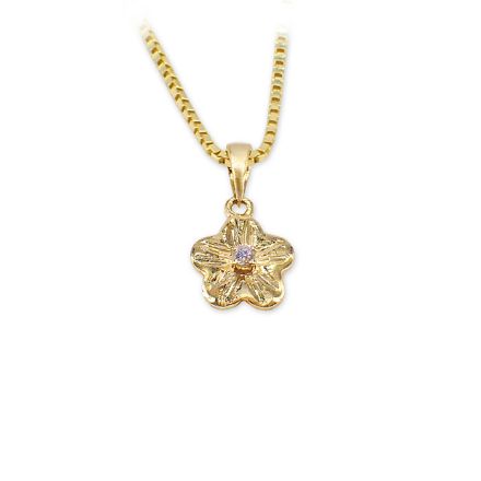 Gullsmykke Blomst i 14kt gull med diamant 0,02ct W-Si - coc4070804 Gullsmykke Blomst i 14kt gull med diamant 0,02ct W-Si - coc4070804