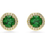 Swarovski øredobber Una stud, Round cut, Pavé, Green, Gold-tone plated - 5680562
