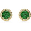 Swarovski øredobber Una stud, Round cut, Pavé, Green, Gold-tone plated - 5680562
