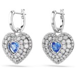 Swarovski øredobber Hyperbola drop Heart, Blue, Rhodium plated - 5680392