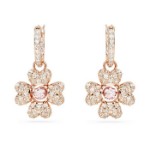 Idyllia drop Clover, White, Rose gold-tone plated - 5674212