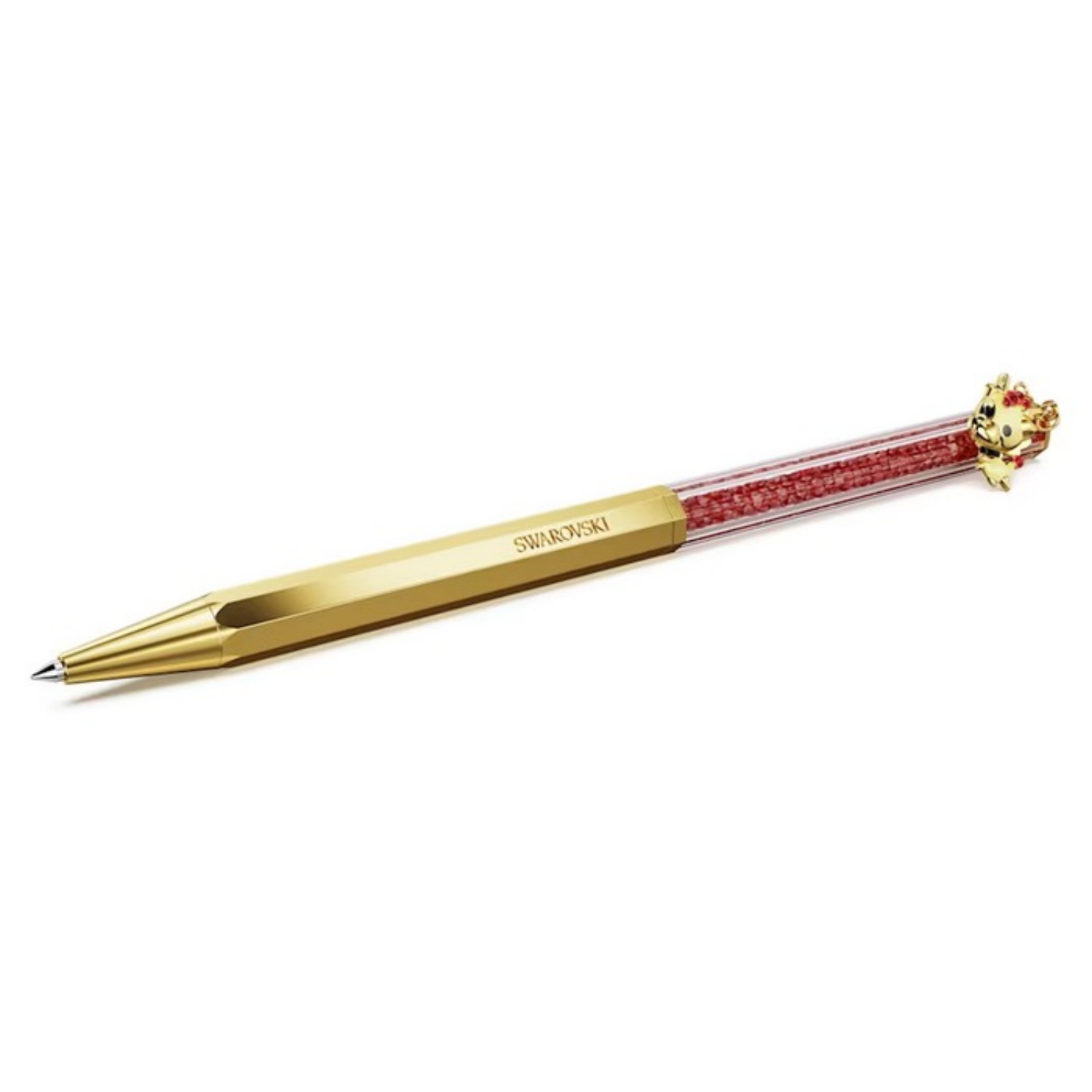 Swarovski pen Crystalline Dragon & Phoenix ballpoint Octagon shape, Dragon, Red, Gold-tone plated - 5677125