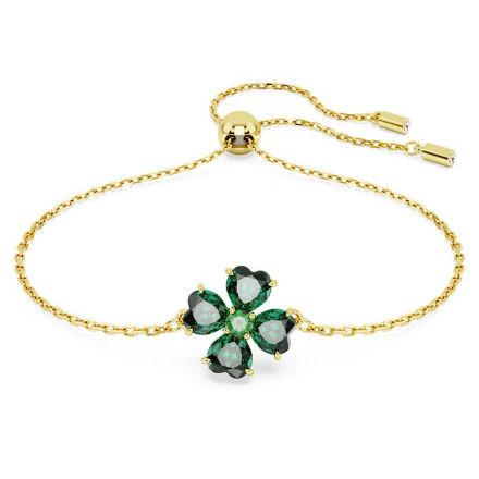 Swarovski armbånd Idyllia Mixed cuts, Clover, Green, Gold-tone plated - 5666585 Swarovski armbånd Idyllia Mixed cuts, Clover, Green, Gold-tone plated - 5666585