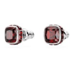 Swarovski øredobber Birthstone stud Square cut, January, Red, Rhodium plated - 5660798