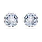 Swarovski øredobber Birthstone stud Square cut, March, Blue, Rhodium plated - 5660800