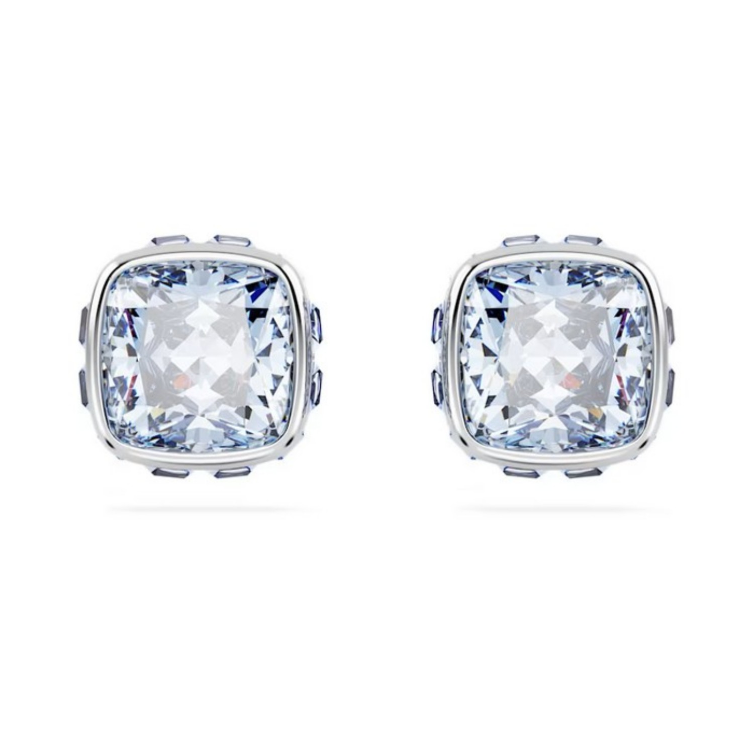 Swarovski øredobber Birthstone stud Square cut, March, Blue, Rhodium plated - 5660800