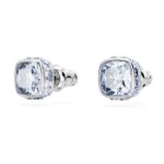 Swarovski øredobber Birthstone stud Square cut, March, Blue, Rhodium plated - 5660800