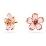 Florere stud earrings Flower, Pink, Gold-tone plated - 5656635