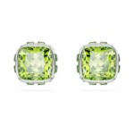 Swarovski øredobber Birthstone stud Square cut, August, Green, Rhodium plated - 5661958