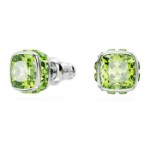 Swarovski øredobber Birthstone stud Square cut, August, Green, Rhodium plated - 5661958