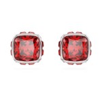 Swarovski øredobber Birthstone stud Square cut, July, Red, Rhodium plated - 5661959