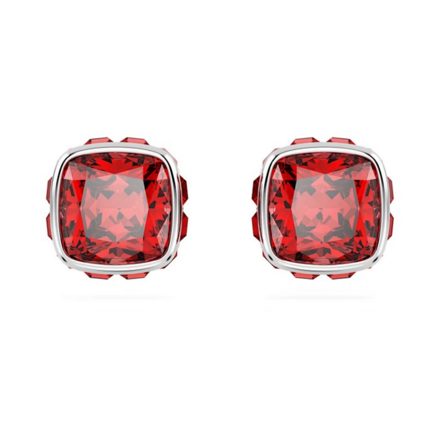 Swarovski øredobber Birthstone stud Square cut, July, Red, Rhodium plated - 5661959