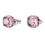 Swarovski øredobber Birthstone stud Square cut, October, Pink, Rhodium plated - 5661960