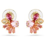 Swarovski øredobber Gema clip Mixed cuts, Flower, Pink, Gold-tone plated - 5688479