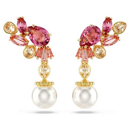 Swarovski øredobber Gema drop Mixed cuts, Crystal pearls, Flower, Pink, Gold-tone plated - 5688486 Swarovski øredobber Gema drop Mixed cuts, Crystal pearls, Flower, Pink, Gold-tone plated - 5688486