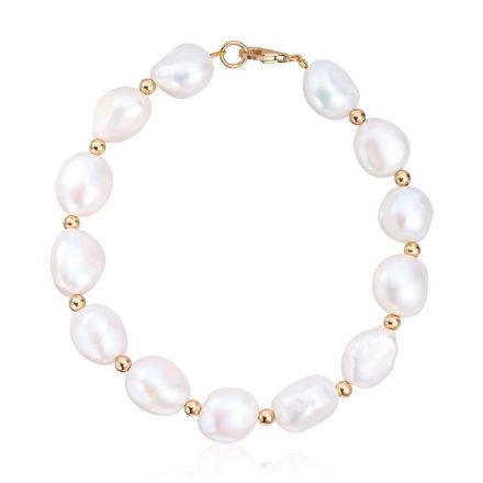 Perlearmbånd gull med ferskvanns kulturperle 10 mm - 16992 Perlearmbånd gull med ferskvanns kulturperle 10 mm - 16992