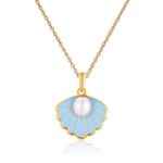 Sølvmykke sommer med lys blå coloritt og perle, forgylt - 3042542