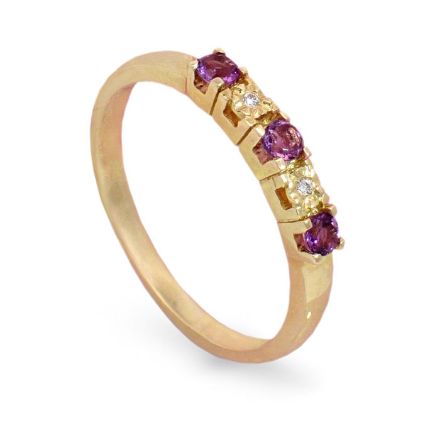 Diamantring i gull 14kt med ametyst og 0,013 ct W-Si - COC003760 Diamantring i gull 14kt med ametyst og 0,013 ct W-Si - COC003760