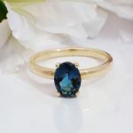 Gullring i 14 kt med London Blue Topas - bur5857890