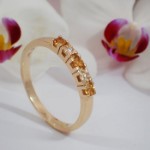 Diamantring i gult gull 14kt med citrin og 0,013 ct W-Si - COC00376c