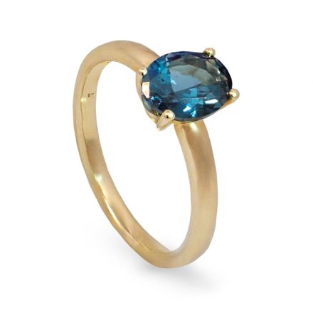 Gullring i 14 kt med London Blue Topas - bur5857890 Gullring i 14 kt med London Blue Topas - bur5857890