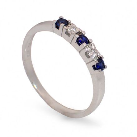 Diamantring i gull 14kt med safir og 0,013 ct W-Si - coc00376sf Diamantring i gull 14kt med safir og 0,013 ct W-Si - coc00376sf