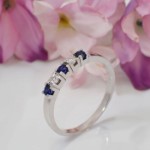 Diamantring i gull 14kt med safir og 0,013 ct W-Si - coc00376sf