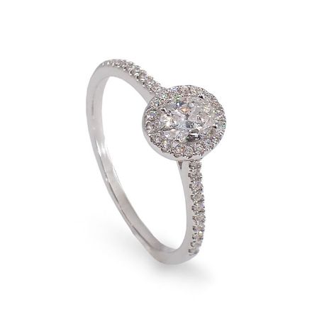 Halo diamantring med oval diam. 0,40 carat TW-SI - GAoval040 Halo diamantring med oval diam. 0,40 carat TW-SI - GAoval040