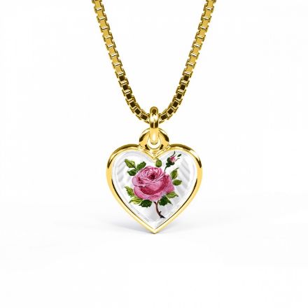 Emaljert hjerte i forgylt sølv, rosa  - 110710-1 Emaljert hjerte i forgylt sølv, rosa  - 110710-1