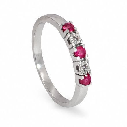 Diamantring i hvitt gull 14kt med rubin og 0,013 ct W-Si - COC003760r Diamantring i hvitt gull 14kt med rubin og 0,013 ct W-Si - COC003760r