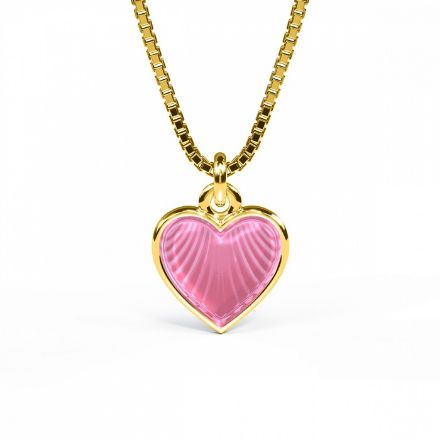 Emaljert hjerte i forgylt sølv, rosa  - 11701-1 Emaljert hjerte i forgylt sølv, rosa  - 11701-1